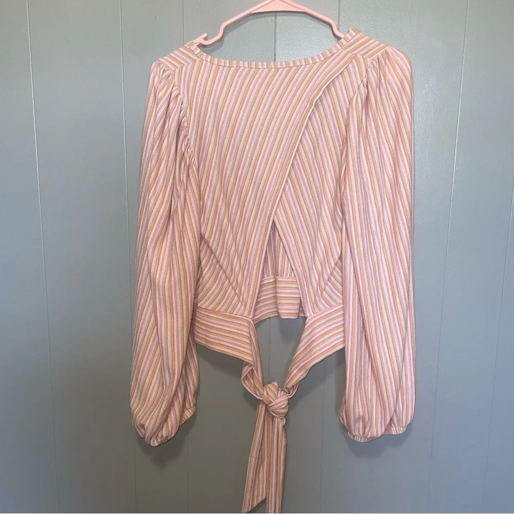 Free People Autumn Nights Open Back Top in Purple Combo Stripes Small